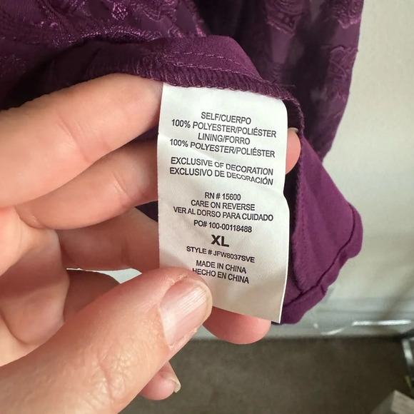 Stitch fix mason & belle purple jacquard floral metallic blouse top sz XL NWT - Picture 7 of 7